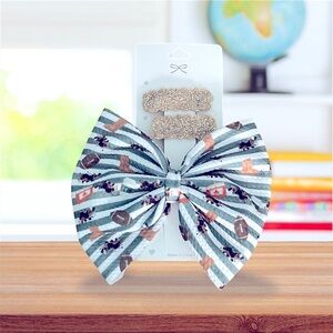 Handmade fall girls hair bow and snap clips